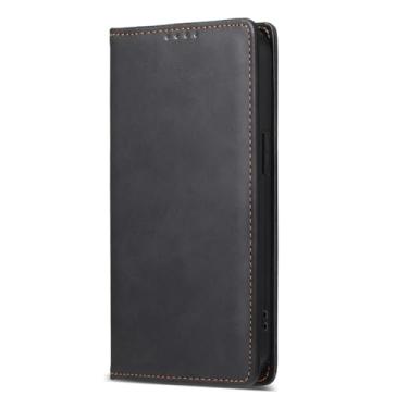 Imagem de LYJSMGZ Capa carteira para iPhone 16E, porta-cartões, flip fólio, proteção contra quedas, capa macia de TPU para homens e mulheres, capa de telefone de couro fosco, preta, 16E