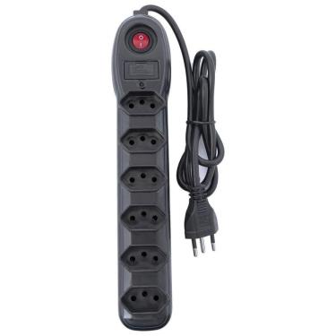 Imagem de Filtro De Linha 6 Tomadas Pp 0,75 1m Bivolt Preto