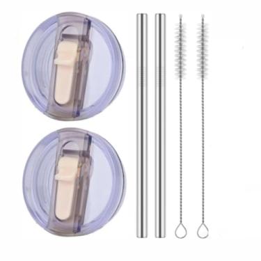 Imagem de Tampa flip de canudo de 1,134 g para Stanley Protour, substituição de tampas à prova de vazamento para copo Stanley ProTour de 1,134 g, com substituição de canudo de metal adequado para acessórios de