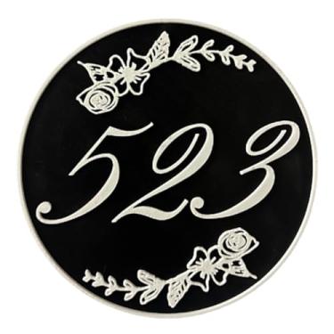 Imagem de Placa de endereço personalizada – 15 x 15 cm, 20 x 20 cm, números de casa florais redondos, fácil instalação, montagem em todas as superfícies, para todos os climas, PET não enferrujado, para casa ou