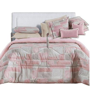 Imagem de Kit Coordenado Edredom E Cobre Leito Sensuale Super King Quadri 4 Peças - 80% Algodão, 20% Poliéster