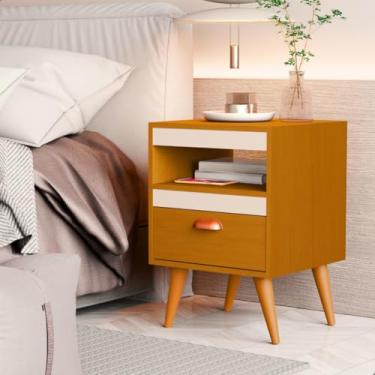 Imagem de Kit mesa de cabeceira de 2 quartos com pés e gavetas para criar 2 unidades(Ype Off White)