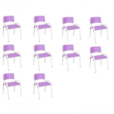 Imagem de Kit 10 Cadeira Iso Infantil Creche, Escola Base Branco Lilas