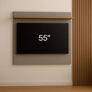 Imagem de Painel Para Tv Até 55 Polegadas Versátil 100% Mdf 1 Prateleira Simples Nature/griss
