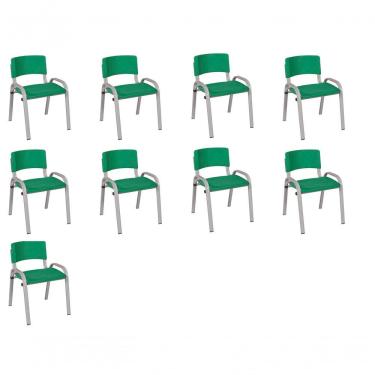 Imagem de Kit 9 Cadeira Iso Infantil Creche, Escola Base Cinza Verde Escuro