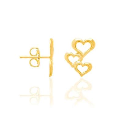 Imagem de Brinco folheado a ouro corações - tam.único - rommanel