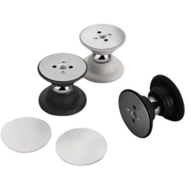 Imagem de Prendedor Batetor Trava Fixador de Porta com Imã Magnético fixado com Adesivo Inox Preto