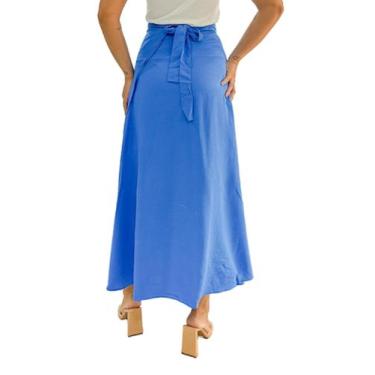 Imagem de saia envelope feminina com forro de viscolinho - DOLSHOP, Azul bebe