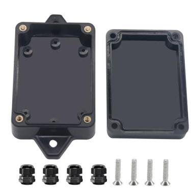 Imagem de Otdorpatio Project Box ABS Preto Caixas Elétricas IP67 Caixa Impermeável Externa Caixa de Junção Eletrônica Caixa de Alimentação com Glândulas de Cabo para Projeto DIY com Orelha de Montagem 8,3 x 5,8