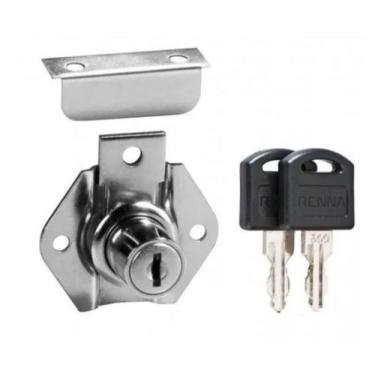 Imagem de Fechadura Para Porta, Gavetas E Armário Moveis Cromada 22mm - Renna