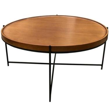 Imagem de Mesa de Centro Mayer Tampo Tauari cor Noce com Base Preto Fosco 82 cm 
