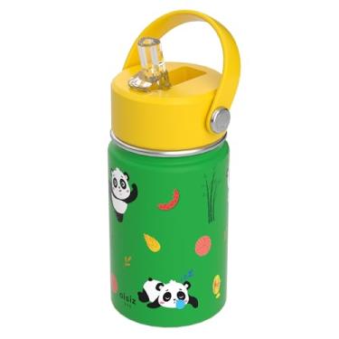 Imagem de OISIZ Garrafa de água infantil com tampa de canudo 283 g, garrafas de água de aço inoxidável 316 isoladas a vácuo para crianças para escola, garrafa de água à prova de vazamento, livre de BPA e manter
