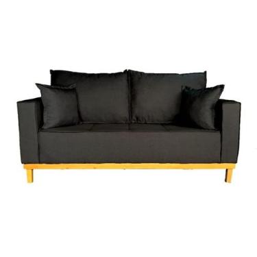 Imagem de Sofá Beny 1.80 Base De Madeira Linho - Renascer, Preto