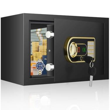 Imagem de Cofre pequeno de 0,45 Cuft, mini cofre doméstico com fechadura de teclado digital, cofres combinados para joias de dinheiro