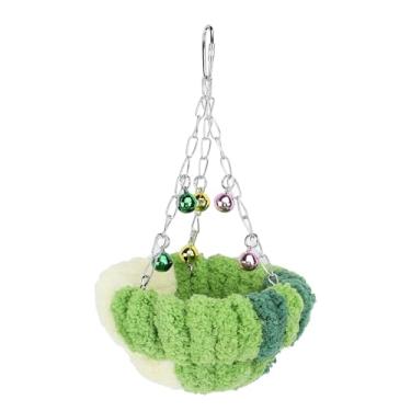 Imagem de Ninho de pássaro quente quente macio macio look fofo sino pendente papagaio canteiro de ninho pendurando balanço para casa em casa (Green grande e profundo)