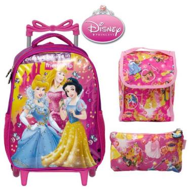 Imagem de Mochila Escolar Menina Carrinho Princesas Lancheira Infantil - TOYS 2U