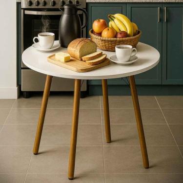 Imagem de Mesa de Jantar Cozinha Redonda Moderna 80cm - Beto Moveis, BRANCO