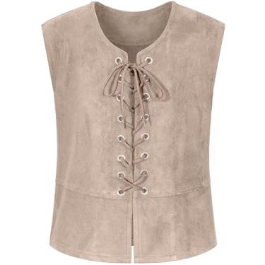 Imagem de Kids Pirate Renaissance Vest for Boys Costumes Medieval Viking Steampunk Gothic Waistcoat Halloween Cosplay 10-11Years Beige