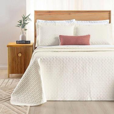 Imagem de Kit Cobre Leito Colcha Marley Queen Dupla Face - Palha