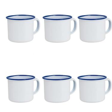 Imagem de kit 6 Canecas Esmaltada 150 ML Retro de café acampamento metal clássicas portáteis fogueira copo vintage alça chá leite