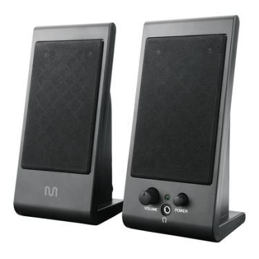 Imagem de Caixas de Som 2.0 3w Rms Alimentação Usb Conexão P2 Controle Volume Cinza - SP009 SP009