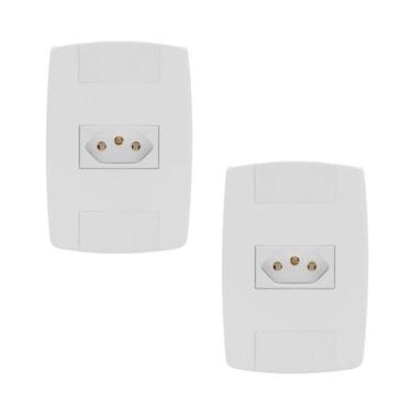 Imagem de Kit 2 Tomada Elétrica Branca 2P+T 20A 250V Placa Espelho 4X2 - Ilumi