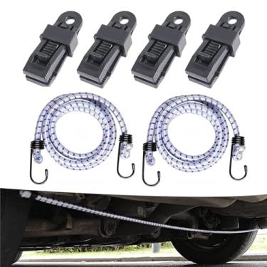 Imagem de ijuicy 6 peças de tiras de rajada de carro protetor de vento, corda elástica de carga forte com clipe à prova de vento, mantém as tiras da tampa do carro para baixo de soprar em ventos fortes,