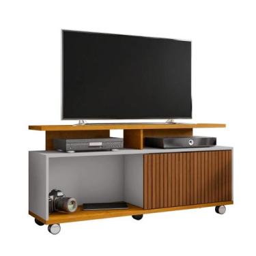 Imagem de Rack Topázio Bechara Naturalle Off White Ripado 2076713 Sala - Móveis 