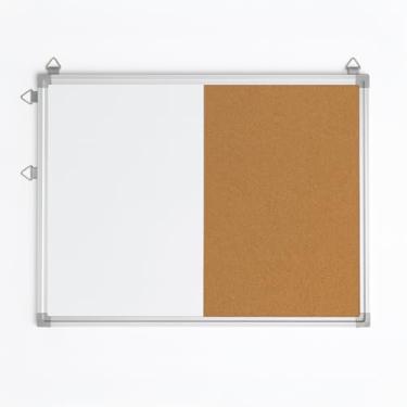 Imagem de Flipside Products Combo de cortiça/apagamento a seco de 45,7 cm x 61 cm, quadro emoldurado de alumínio, meia cortiça, metade apagamento magnético a seco, quadro branco, quadro de avisos, parede de
