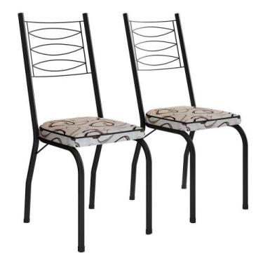 Imagem de Kit 2 Cadeiras Aço Carbono Tubular Metálica Acabamento D-25 Luana Pret