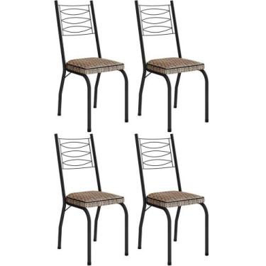 Imagem de Kit 4 Cadeiras Aço Carbono Tubular Metálica Acabamento D-25 Luana Pret