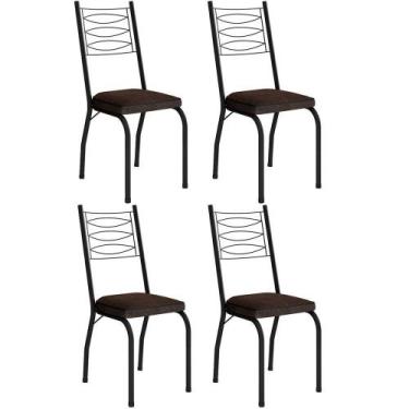 Imagem de Kit 4 Cadeiras Aço Carbono Tubular Metálica Acabamento D-25 Luana Pret