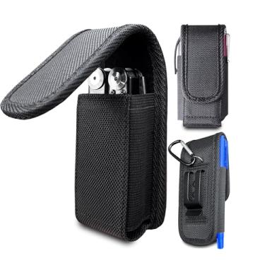 Imagem de Bainha multiferramenta, organizador de bolsa de cinto EDC para homens, bainha de ferramentas compatível com ferramenta dobrável Leatherman, suporte de coldre de ferramenta de cinto pequeno com clipe e