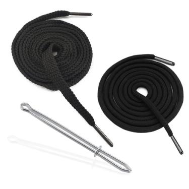 Imagem de WALWAL Pacote Com 2 Cordões De Algodão Reposição 51", Adequados Para Calças Moletom, Moletons E Shorts, Ferramenta Enfiar (Preto)