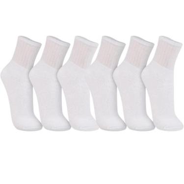 Imagem de Kit 6 Pares de Meias Atoalhadas Cano Médio Esportiva Macia e Resistent