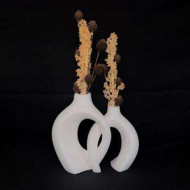 Imagem de Arranjo de Flores Sempre-Vivas Naturais em Vaso Decorativo DUPLO, Bran