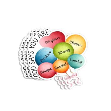 Imagem de (3 peças) God Says You are Lovely Precious Chosen Unique Special Sticker Inspirational Baloons Christian Jesus Bible Verse Motivational Vinyl Decal for Tumbler Laptop Water Bottles Book Phone