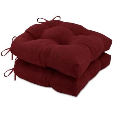 Imagem de Outdoor Chair Cushions, U-Shaped Wicker Seat Cushion, Water-Resistant and Fading-Resistant for Patio Garden Home Office Furniture(Red)
