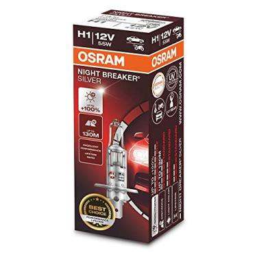 Imagem de OSRAM Night Breaker SILVER H1, 100% mais brilho, farol de halogêneo, 64150NBS, 12 V, carro de passageiros, caixa dobrável (1 lâmpada)