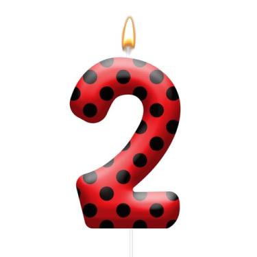 Imagem de Velas de aniversário com tema joaninha – Velas decorativas de bolinhas vermelhas e pretas para festas temáticas de joaninha, chás de bebê, bolos de aniversário e celebrações inspiradas em joaninhas