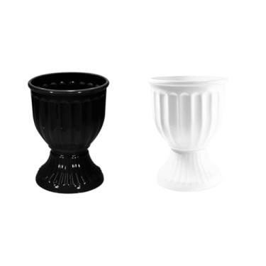 Imagem de 2 Vasos Estilo Romano Decoração Festa Acrílico 13cm X 18cm (PRETO E BRANCO)
