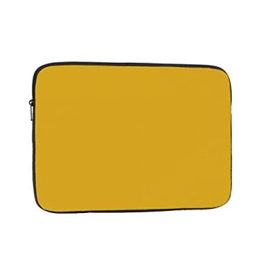 Imagem de Capa para laptop amarela mostarda de 12 polegadas bolsa de transporte para computador à prova de choque capa protetora para notebook bolsa portátil para laptop bolsa à prova d'água para homens e