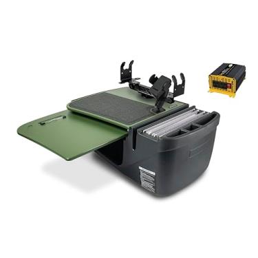 Imagem de AutoExec Mesa de carro AE-GMCD-PI-PM-PS-AG GripMaster para sua estação de trabalho de veículos e escritório móvel, verde exército com inversor de potência de 400 watts, suporte para telefone e suporte