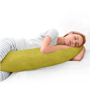 Imagem de Travesseiro De Corpo 135x48 cm + Capa Com Zíper Removivel Camurça Macio Cores (Amarelo)