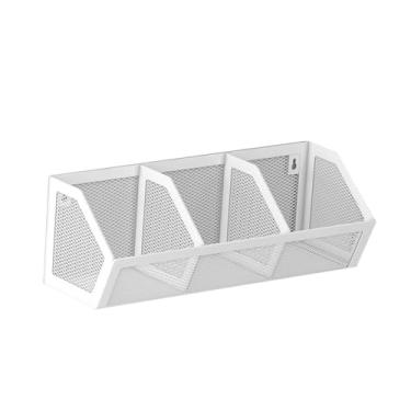 Imagem de IEUDNS Organizador de cozinha com cesto de parede suspenso, cesto de armazenamento moderno e versátil, porta-tempero para de restaurante, sala de, Grade 3 Branca