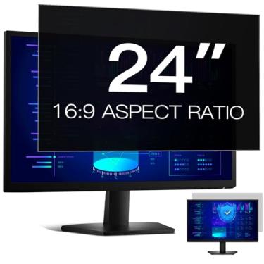 Imagem de Easges Filtro de tela de privacidade de computador de 24 polegadas para proporção de 16:9, antirreflexo, proteção ocular, filtro de privacidade para monitor de computador antiluz azul, película