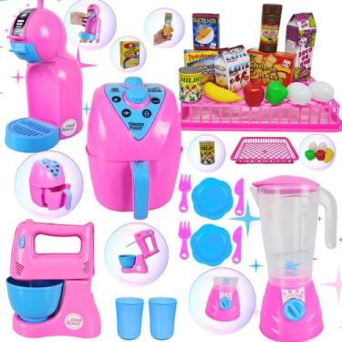 Imagem de Kit Cozinha Infantil de Brinquedo 25 peças Eletrodomésticos Comidinhas