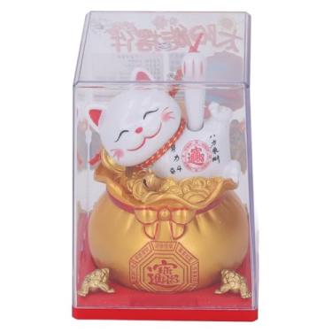 Imagem de ASHATA Gato de Ondulação Fofa Movida a Energia Solar, o Braço de Ondulação de Gato Sortudo por Dinheiro da Sorte e Boa Sorte, Fengshui Braço de Swinging Lucky, Vívido e Adorável Chinês para (Ouro)