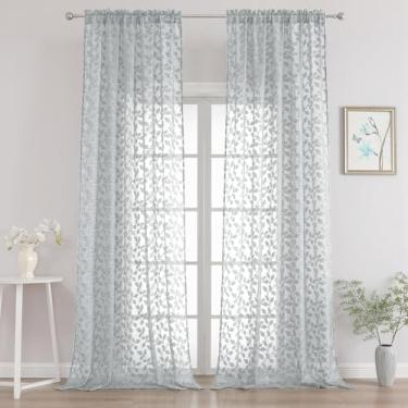 Imagem de Chyhomenyc Cortinas transparentes cinza claro extralongas de 300 cm de comprimento, conjunto de 2 painéis, cortinas de tratamento de janela para sala de estar, 132 cm L x 120 C, 2 peças