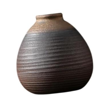 Imagem de Fenteer Vaso de cerâmica rústica vaso decorativo desktop ornament flor vaso de flores Arranjo de flores decoração para entrada da estante de estante de, 7.8cmx8.3cm